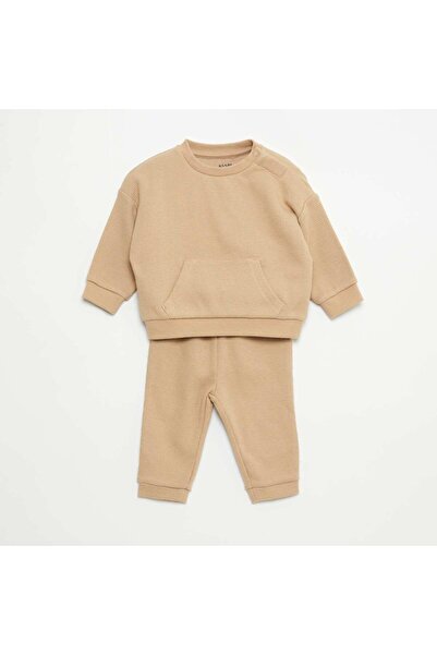 KIABI Waffle-knit sweatshirt and trousers set - 2-piece set BEIGE