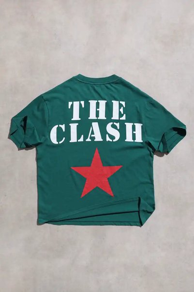 Overdrive The Clash Green Retro Unisex Oversize Short Sleeve Tshirt