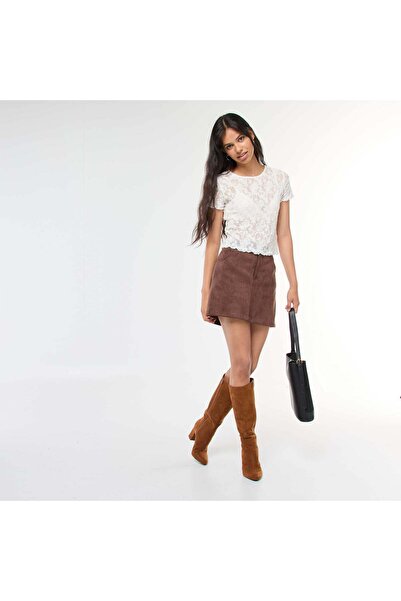 KIABI Lace Short-Sleeve T-Shirt WHITE