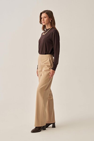 ALLDAY Παντελόνι γραφείου μπεζ-διαστρεμμένο με διασταύρωση