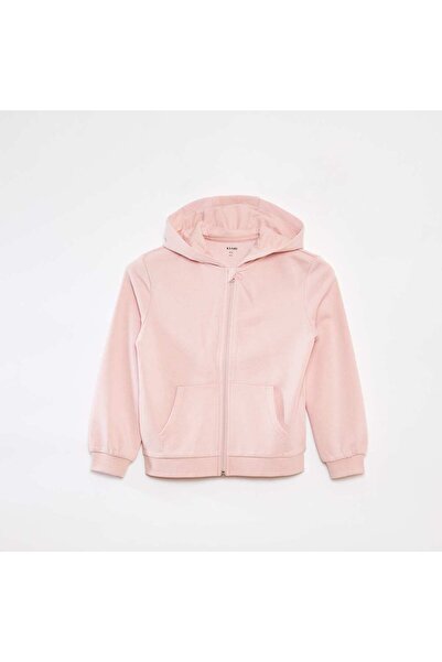 KIABI سويت شيرت سادة بسحاب وغطاء بغطاء رأس الوردي