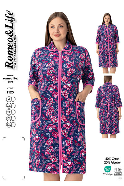 ROMEO LİFE Rochie de damă, mărime mare, din amestec de bumbac, catifea, cu fermoar, ROZ-VIOLET 1125