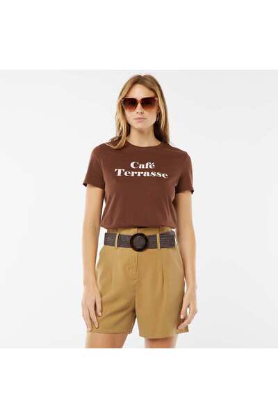 KIABI Printed T-shirt BROWN