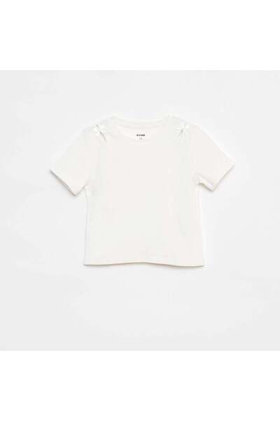 KIABI Short-sleeved T-shirt with fancy bows WHITE