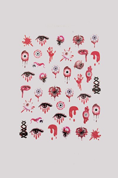 New Obsessions Halloween Cadılar Bayramı Korkunç Gözler Tırnak Stickerı