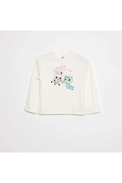 KIABI تي شيرت أبيض مطبوع "بيت دمى غابي"