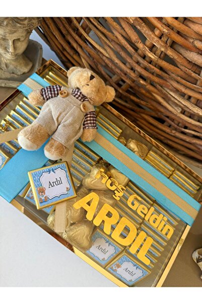 altıniz gıda 🧸 Hoş Geldin Bebek Ayıcık Çikolata Kutusu – Kişiye Özel 85 Adet...