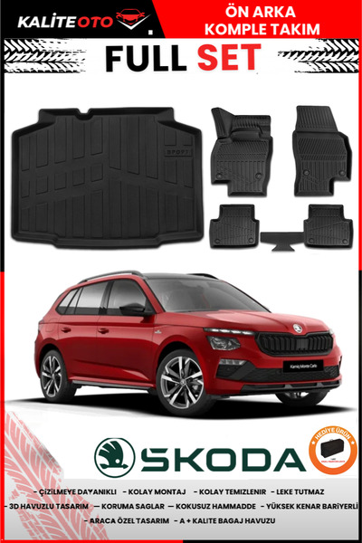 ko kaliteoto Skoda Kamiq 2025 Model Bagaj Havuzu+Paspas Takımı Full Set+Hediyeli