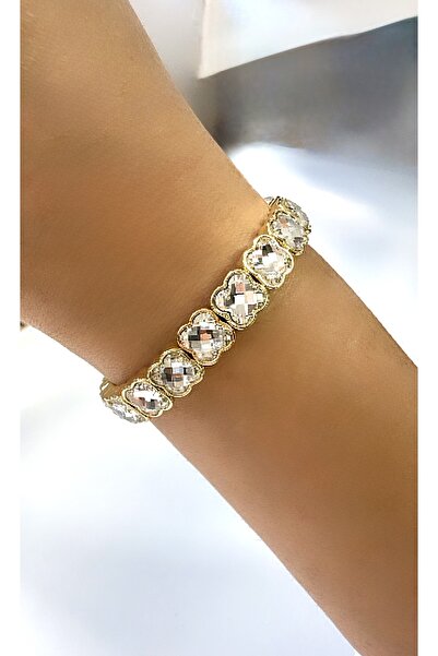 VNS Accessories سوار مرن موديل كريستال ستون كلوفر (السماكة: 1 سم)