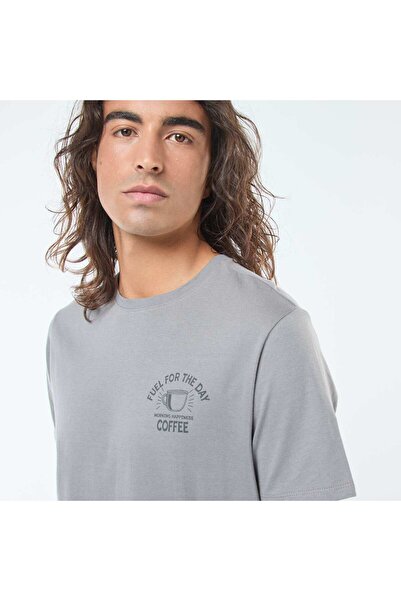 KIABI Short-sleeved printed T-shirt with round neck GREY