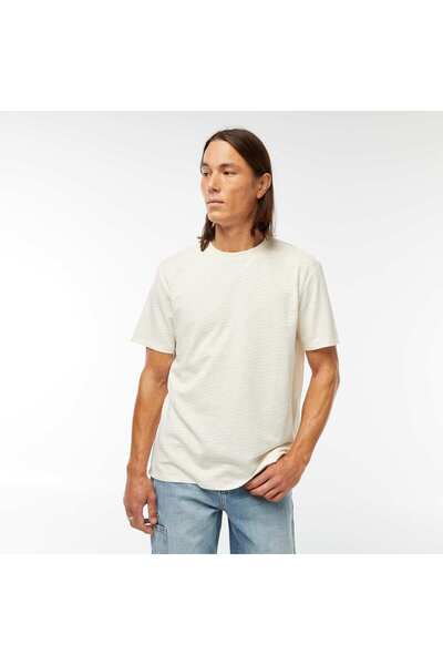 KIABI Short-sleeved textured knit T-shirt WHITE