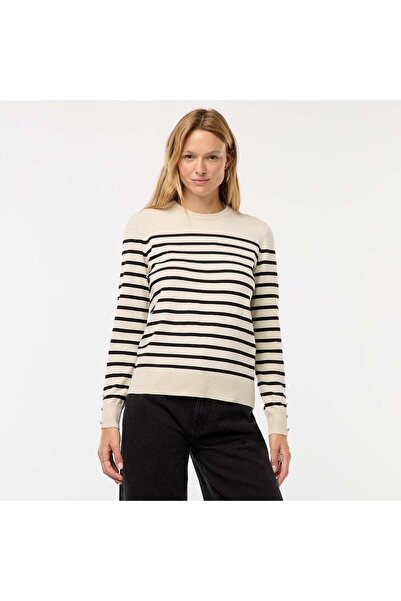 KIABI سترة خفيفة الوزن محبوكة برقبة مستديرة، لون بيج