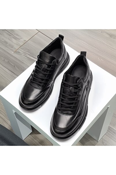 BMoD Pantofi casual bărbătești din piele neagră cu talpă groasă MOD12101