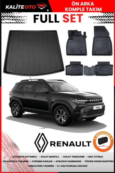 ko kaliteoto Renault Duster Eco G 2024-2025 Model Bagaj Havuzu+Paspas Takımı ...