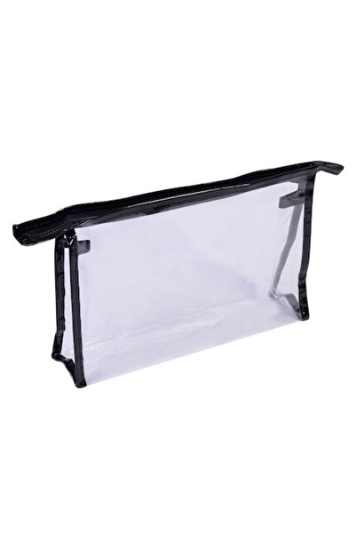 SHOPIENS Geantă de toaletă de vară Shopiens®, transparentă cu fermoar negru, ...