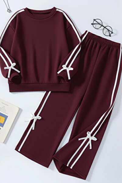 My Kids Wear Kız Çocuk Çift Şerit Kurdele Eşofman Takımı 4-16 Yaş 12145