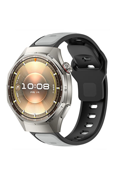 Sneezy Huawei Watch GT6 Pro 46mm İle Uyumlu Çift Renkli Spor Silikon Kordon N...