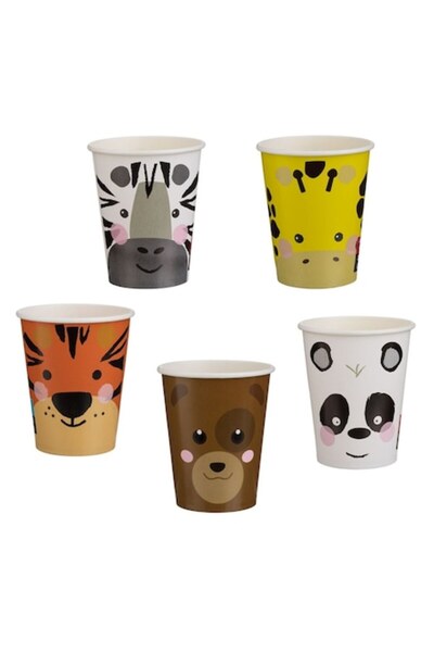 SHOPIENS Set 25 Pahare Carton Petrecere Copii Model Animale Multicolor 240ml