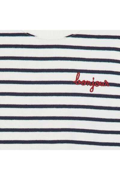 KIABI Long-sleeved T-shirt with 'bonjour' embroidered on the chest WHITE