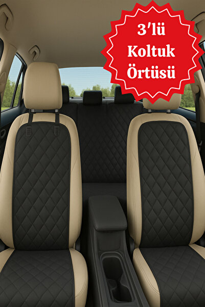 MultiTrendy Oto Koltuk Örtüsü 3'lü Set | Araba Ön ve Arka Koltuk Koruyucu Kıl...