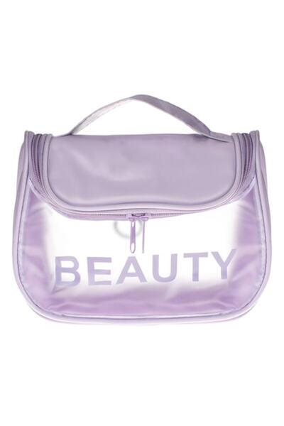 SHOPIENS Geantă de toaletă de vară, semitransparentă cu buzunar intern din pl...
