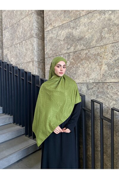 MENESSA Bambu Jakar Şal Esinti Desen Haki Yeşil