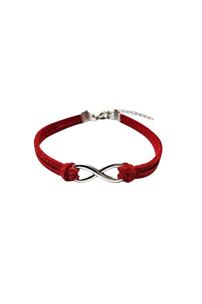 Wild Bracelets Brățară Infinity, piele întoarsă, roșie, lucrată manual de