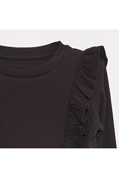KIABI Long-sleeved ribbed T-shirt BLACK