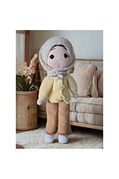 Fatio Handmade Cotton Crochet Girl Doll with Hat & Scarf – Soft Amigurumi Toy for Kids & Baby Gifts