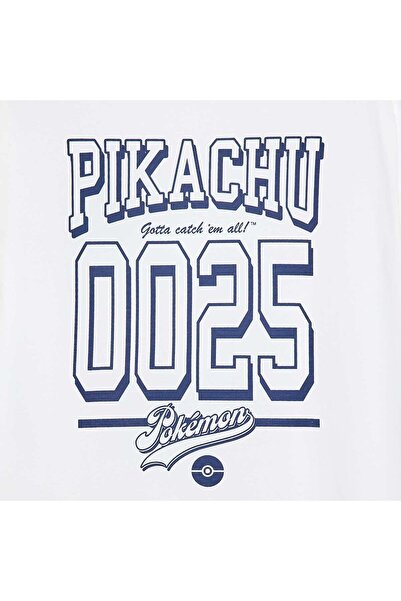 KIABI Pikachu 'PokÃ©mon' Reversible Print Short-Sleeve T-Shirt WHITE