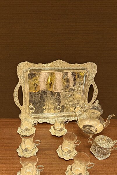 MASA Set of 6 cups with 6 cups saucers, a tray, and a glass cooler