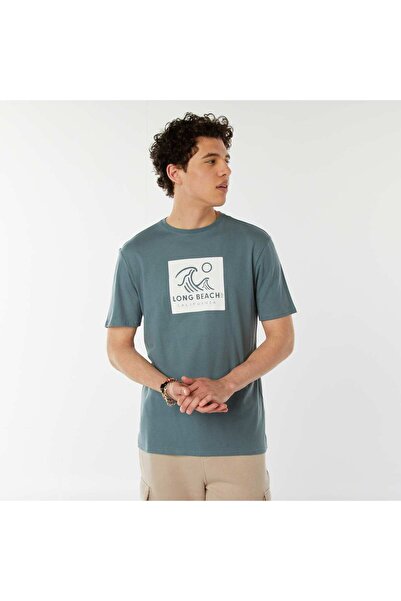 KIABI Printed slogan T-shirt BLUE