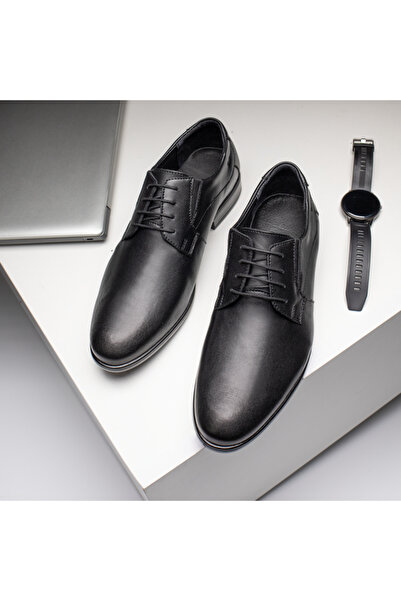 Modlet.ro Men's black lace-up elegant shoes in leather MOD11559