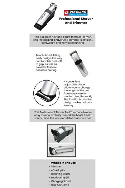 Generic Professional Electric Hair Clipper With Blades Silver/Black