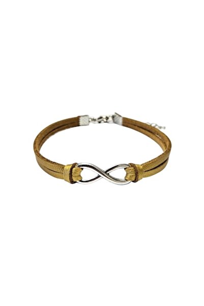 Wild Bracelets Brățară Infinity, piele întoarsă, aurie, lucrată manual de