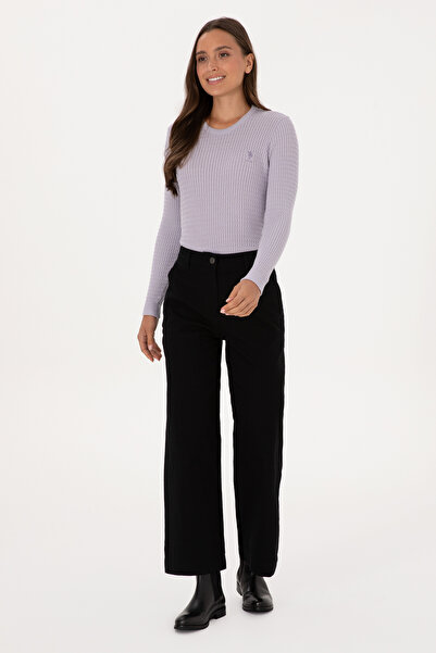 U.S. Polo Assn. Kadın Siyah Loose Fit Kanvas Pantolon 50316913-VR046