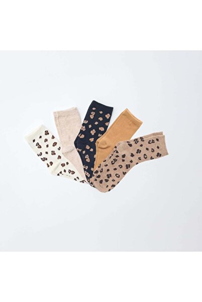 KIABI مجموعة من 5 أزواج من الجوارب باللون البني