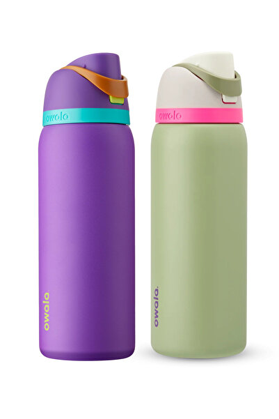 owala FreeSip® Pack of 2 Green & Purple Stainless Steel Insulated Water Bottle 32oz