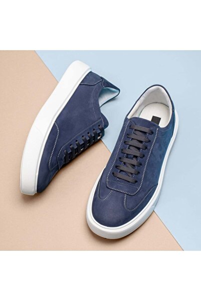 BMoD Pantofi sport bărbătești din piele întoarsă albastră cu șireturi MOD13139