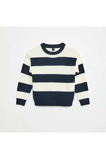 KIABI Color Block Knitted Sweater BLUE