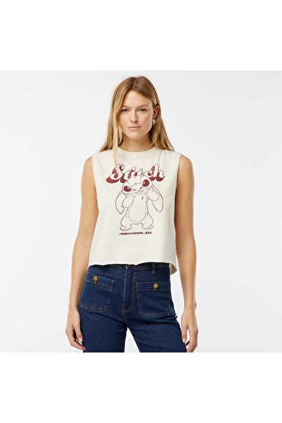 KIABI تي شيرت ديزني ستيتش بدون أكمام باللون الأبيض