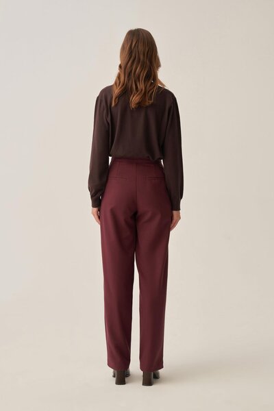 ALLDAY Burgundy-Draped Interlock Office Trousers