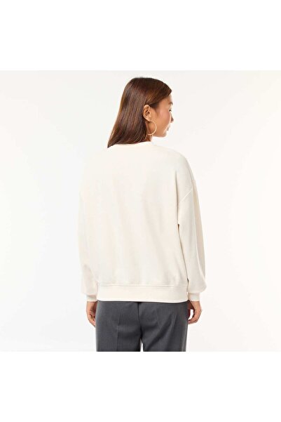 KIABI Printed Crew Neck Sweatshirt WHITE