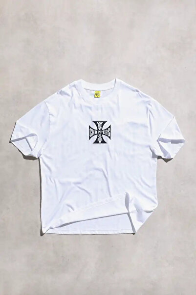 Overdrive Μπλουζάκι με κοντό μανίκι West Coast Choppers Long Beach Unisex Oversize Λευκό Μαύρο