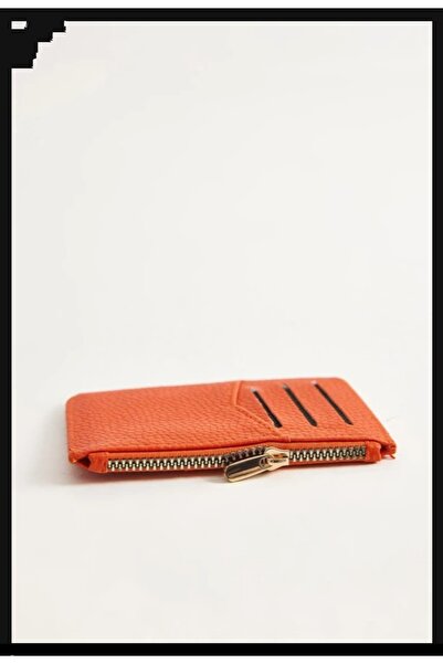 mirakuş Orange Zippered Card Holder & Wallet