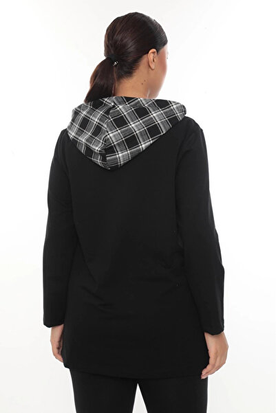 Lady Majestic Plaid Hooded Zippered Plus Size Sports Stylish Cardigan