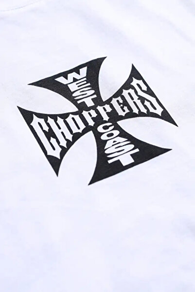 Overdrive Μπλουζάκι με κοντό μανίκι West Coast Choppers Long Beach Unisex Oversize Λευκό Μαύρο