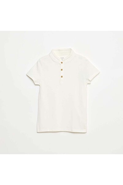 KIABI تي شيرت بيكيه محبوك أبيض