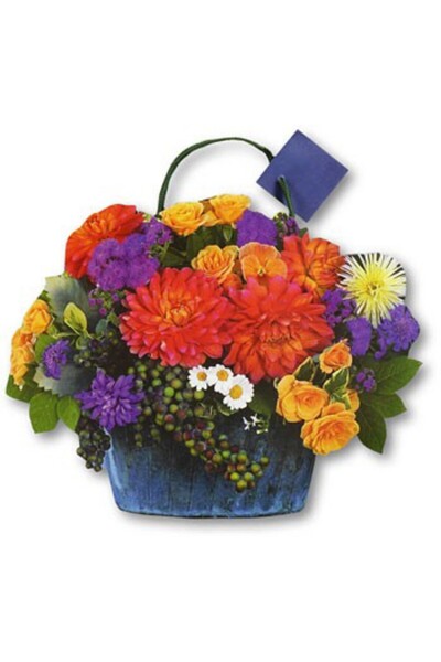 TRIANGLE Paper bag Basket with summer flowers