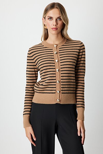 ON Cardigan cu dungi cu gâtul în formă de O